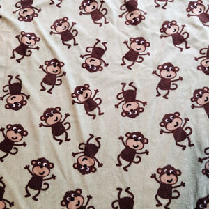 Carter's Baby Blanket Boy Green Brown Monkey Sherpa Lovey Security Support